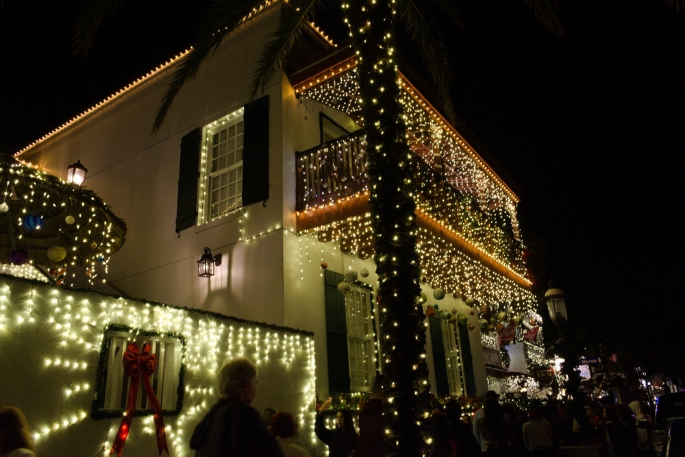 Building during Night of Lights, one of the most popular St. Augustine Events of the Year