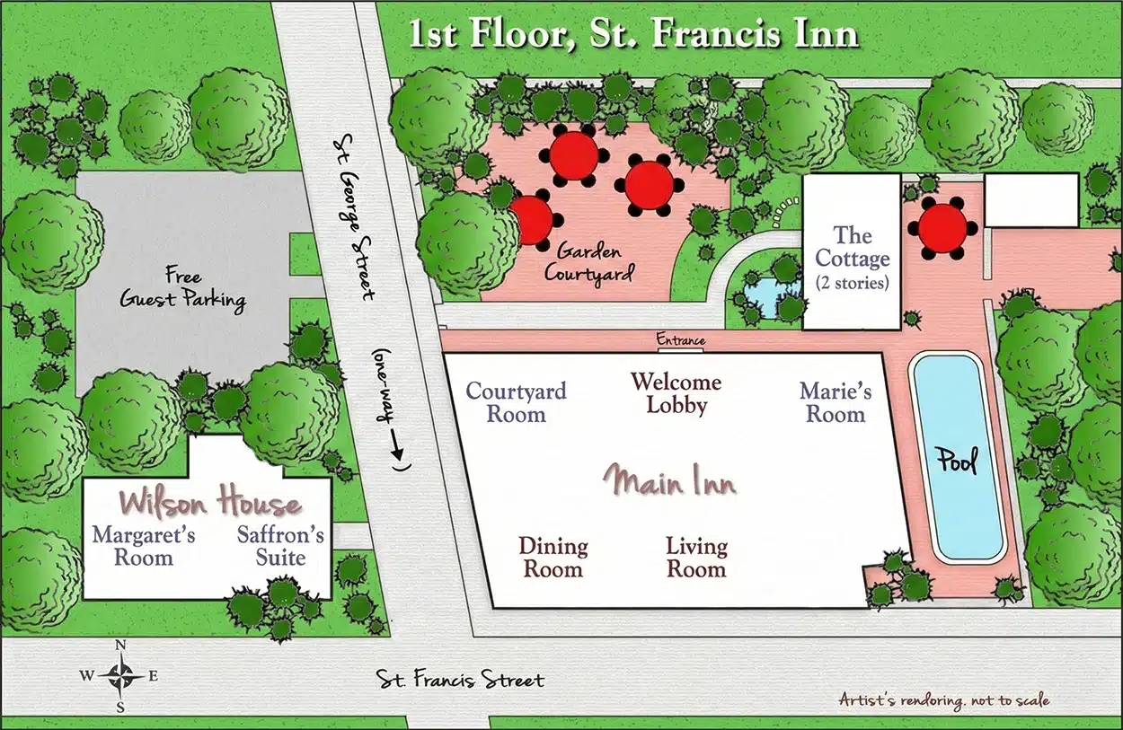 First floor layout of St. Francis Inn