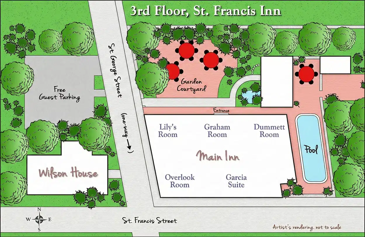 Third floor layout of St. Francis Inn
