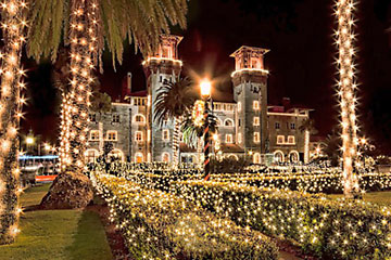 Lightner Museum in holiday lights