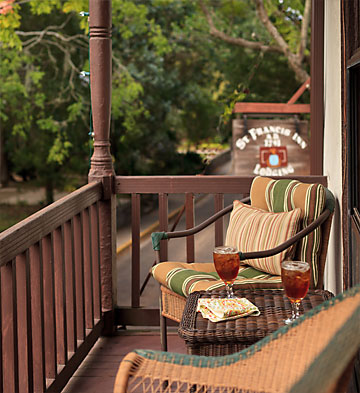 A relaxing spot on the second floor balcony, overlooking St. George Street