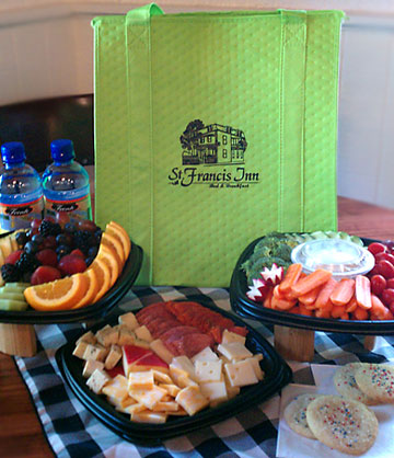 picnic tote with goodies