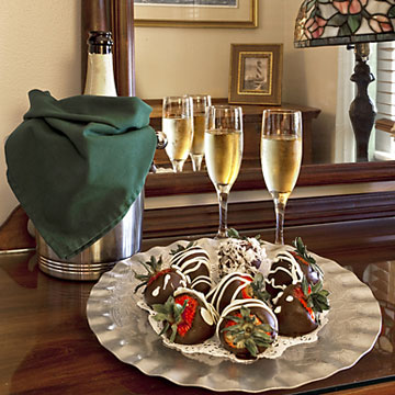 Champagne and chocolate covered strawberries