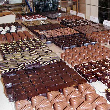 Big chocolate display at Claude's Chocolates