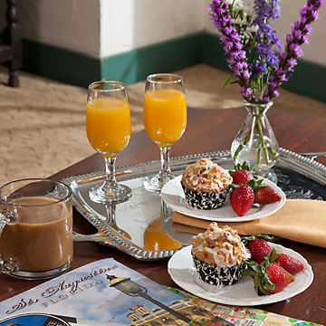 breakfast tray in room